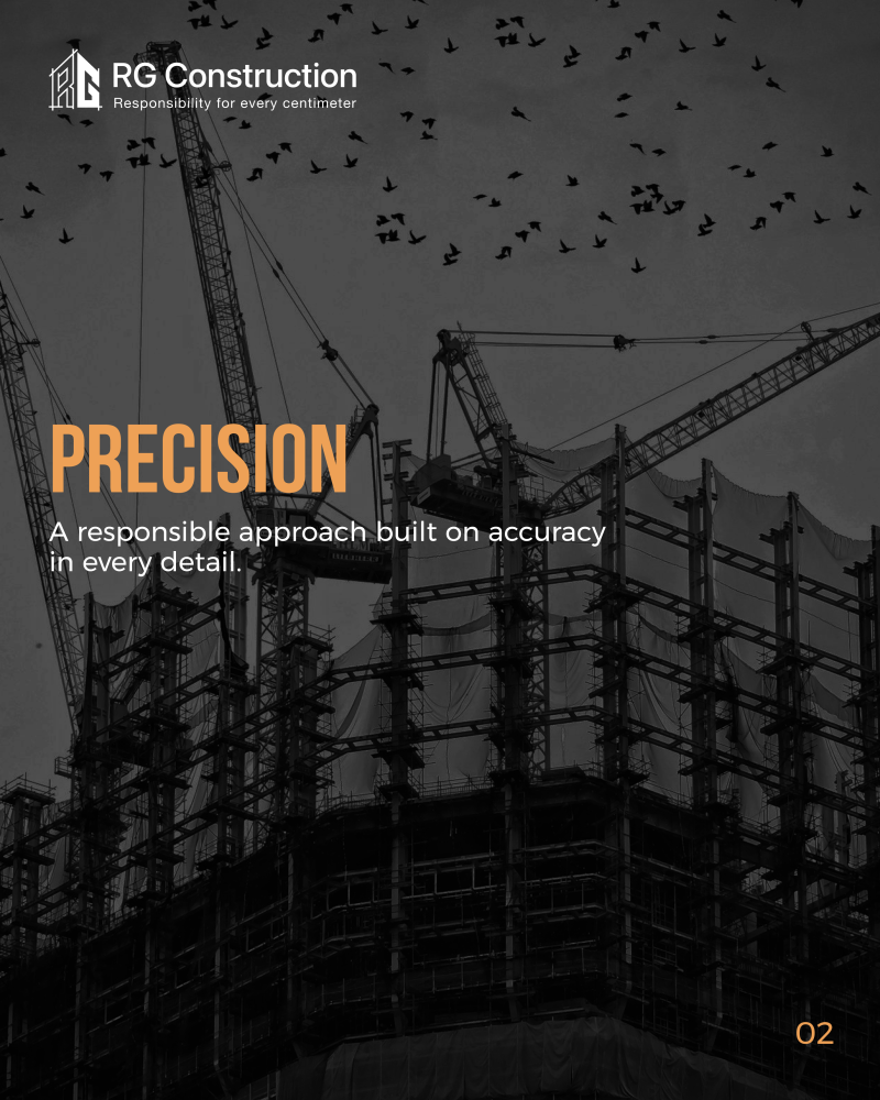 ճշգրտությունը rg construction ի որդեգրած հիմնարար արժեքներից է точность одна из базовых ценностей rg construction precision is a key value of rg construction